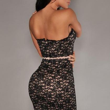 black lace strapless
