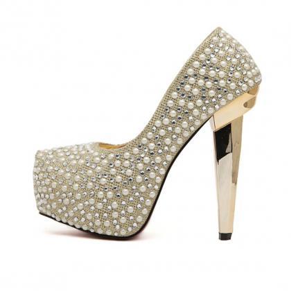 rhinestone platform pumps