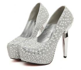 Women's Pumps - Featuring An Oversized  Rhinestone Chain