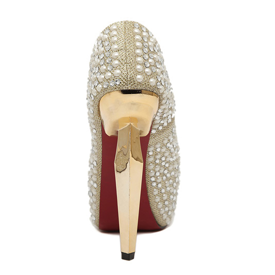 rhinestone platform pumps
