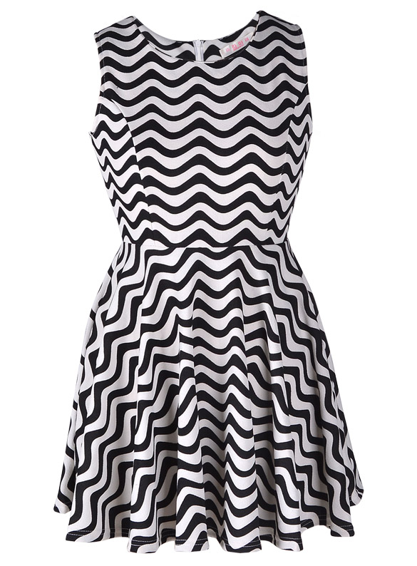Fashion Black And White Stripe Dress Women's Dress Sleeveless Dress ...
